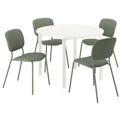 VIHALS / VIHALS Sto i 4 stolice, bela bela/zelena Tibbleby sivozelena, 107 cm