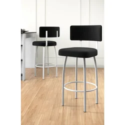 Hanah Home set od 2 barskih stolica Wosa, crna tkanina Babyface, bele metalne noge