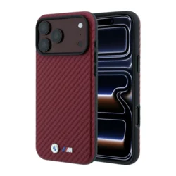 Maska BMW M Carbon Metal Logo Magsafe za iPhone 17 Pro Max/ 18 Pro Max bordo