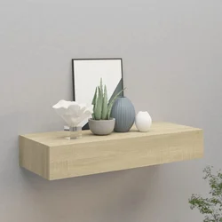Zidna polica s ladicom boja hrasta 60 x 23,5 x 10 cm MDF