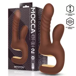 InToYou Mocca Thrusting Rabbit Vibrator with Ergonomic Grip Brown
