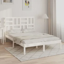 vidaXL Posteljni okvir bel iz trdnega lesa 140x190 cm