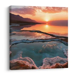 Slika večerno nebo nad gorskim jezerom - 40x40