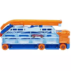 Dječja igračka Hot Wheels City - Auto transporter sa stazom za spuštanje, s autićima