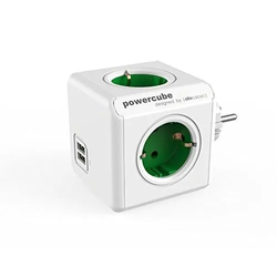 ALLOCACOC PowerCube Original USB 4xSchuko + dual USB - 1202GN/DEOUPC  4, Bela/zelena