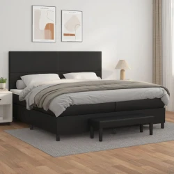 začasna blagovna znamka The Living Store Box spring postelja z vzmetnico črna 200x200 cm umetno usnje - Box Spring Postelja, (21457960)