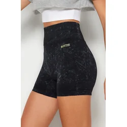 Trendyol Black Seamless/Seamless Acid Wash Knitted Sports Shorts Tights