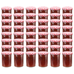 vidaXL Staklenke za džem s bijelo-crvenim poklopcima 48 kom 400 ml