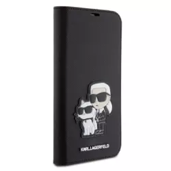 Maska Karl Lagerfeld Saffiano BP Nft Karl&Choupette za iPhone 15 crna