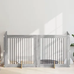 Vrata za pse s postoljem 4 pcs Siva sonoma 100 x 100 cm