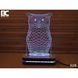 Black Cut 3D Lampa Sova, Toplo bela