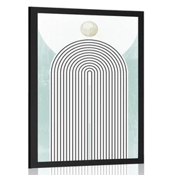 Plakat sodobna modra mavrica Mid-Century - 60x90 no frame