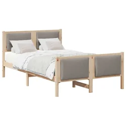 Vidaxl Konstrukcija postelje z vzglavjem Taupe 120 x 190 cm blago