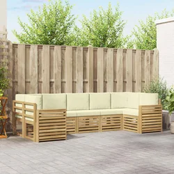 Set vanjskih sofa 7 pcs Bijela i krem 304 x 132,5 x 73 cm