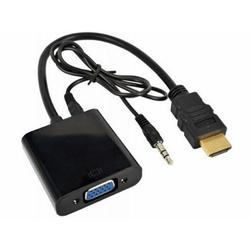 E-GREEN Adapter HDMI (M) - VGA D-sub (F) + Audio kabl 3.5mm (M/M) crni