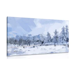 Slika pošiljka snega v gozdu - 120x80
