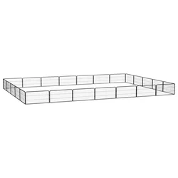 Ograda za pse s 24 panela crna 100 x 50 cm čelik obložen prahom