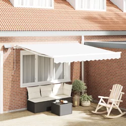 Skrovita tenda Bijelo 300 x 250 cm Tkanina i čelik