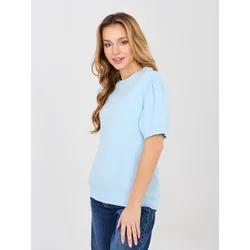 Pastelno modra bluza s kratkimi rokavi