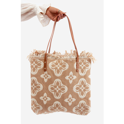 Patterned Large Woven Beach Bag Brown Sadhara