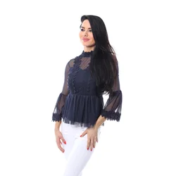 PREMIUM Peplum bluza s čipko