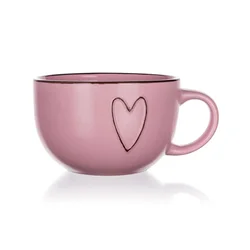 Banquet Keramični jumbo vrč HEART 730 ml, roza, komplet 4 kosov