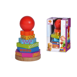 Leseni stolp za zlaganje Color Stacking Tower Eichhorn 6 barvnih oblik z žogico višina 12 cm od 12 mes