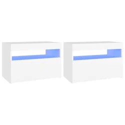 Noćni ormarić LED visoki sjaj bijeli 2 kom 60 x 35 x 40 cm drvo