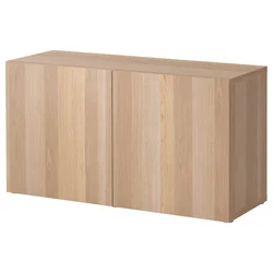 BESTA Spojene police i vrata, belo b. im. hrastovine/Lappviken belo b. im. hrastovine, 120x42x64 cm