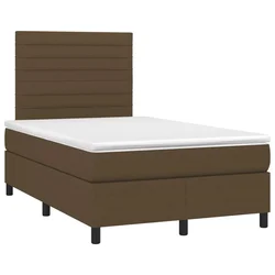 Krevet box spring s madracem tamnosmeđi 120 x 190 cm od tkanine