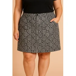Plus size mini bombažno krilo, črno
