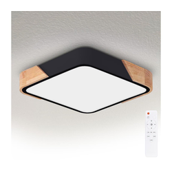 Brilagi - LED prigušiva svetiljka PILANA LED/48W/230V hrast/crna 42x42 cm + daljinski upravljač