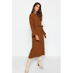 Trendyol Modest Ženska haljina Tctaw24Eb00008, Smeđa