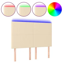 Vidaxl LED posteljno vzglavje krem 144x5x118/128 cm blago