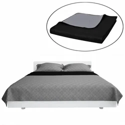 Vidaxl 130883 Double-sided Quilted Bedspread Black/Grey 170 x 210 cm