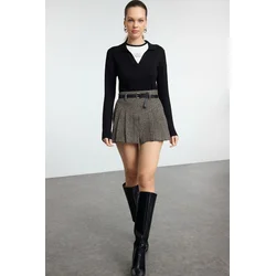 Trendyol Multicolored Belt Detailed Woven Short Skirt
