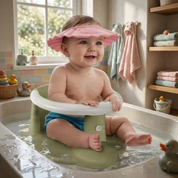 Set za kupanje bebe – Dolu sedište maslinasto + Canpol štitnik roze