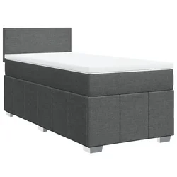 Vidaxl Box spring postelja z vzmetnico temno siva 90x190 cm blago