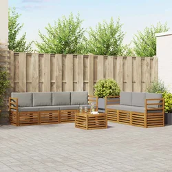 Setovi sofa 8 pcs Prirodna i svijetlo siva Čvrsto drvo akacije