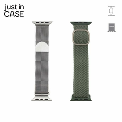 JUST IN CASE 2u1 Narukvica 38-41mm srebrna MILANESE + zelena tekstil