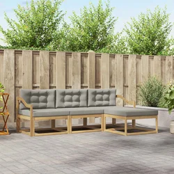 Set vanjskih sofa 4 pcs Bijela i svjetlosiva Poliester