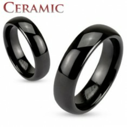 Crni keramički prsten, sjajna i glatka površina, 6 mm