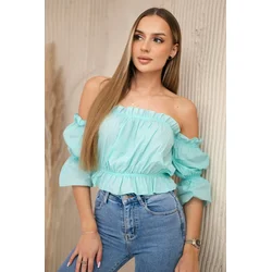 Mint blouse without shoulders
