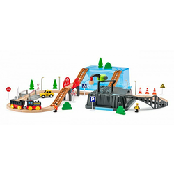 Woody Train set v škatli - Mining set, 54 kos