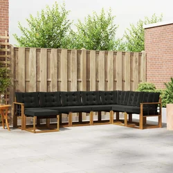 Set vanjskih sofa 8 kom. Prirodna i crna