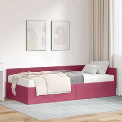 Kutni krevetni okvir s madracem Ostalo 2 pcs Zelena Baršun