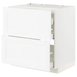 METOD / MAXIMERA Pod.elem.grej.ploča/2front/3fiok, bela Enköping/bela im. drveta, 80x60 cm