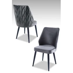 Hanah Home Set stolica Pufi, 48x90x43 cm, 4 komada, Sivo-crne