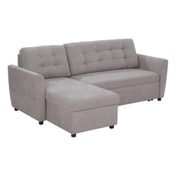 HOMCOM HOMCOM 3-sedežna kotna raztegljiva kavč postelja z ležiščem za shranjevanje in oblazinjenjem z lanenim učinkom, 217x134x85cm, siva, (20755588)