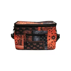 Bandana Patchwork Print Black/Orange Cooler Bag